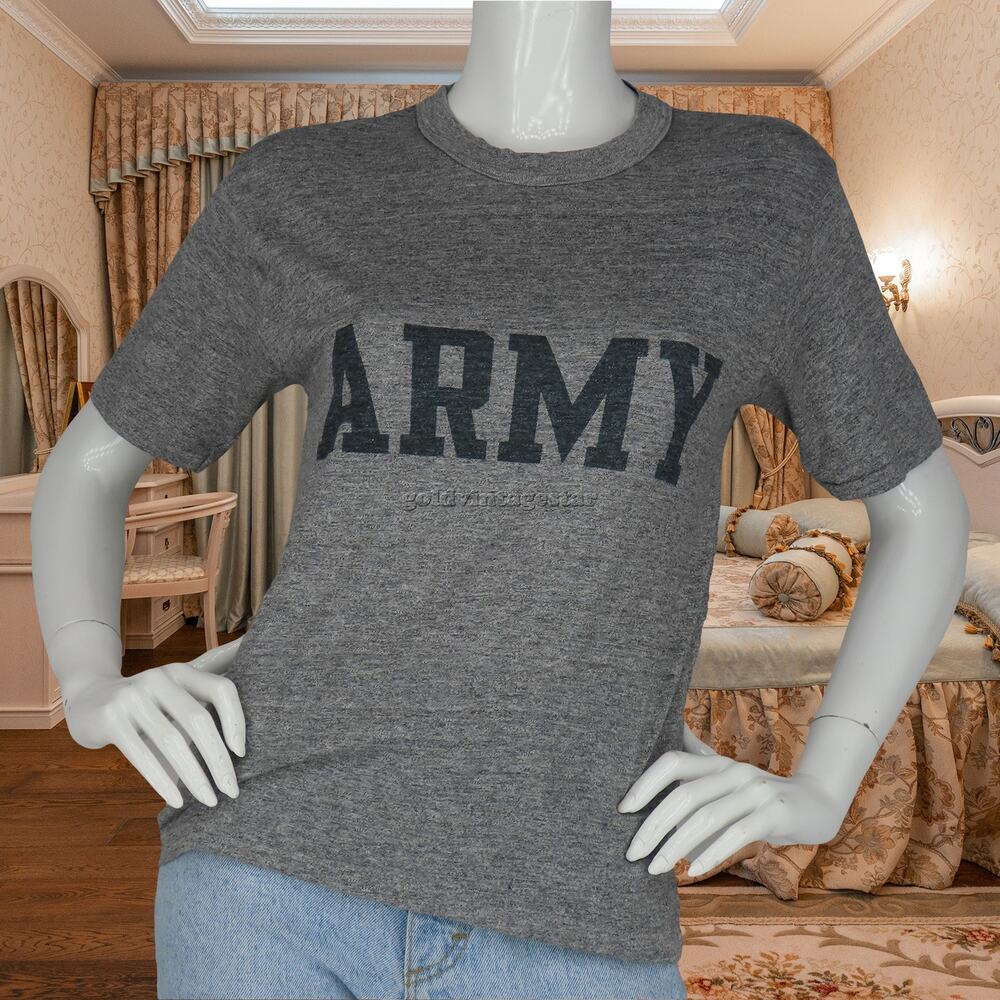 80s Vintage Army Heather Gray Tee M